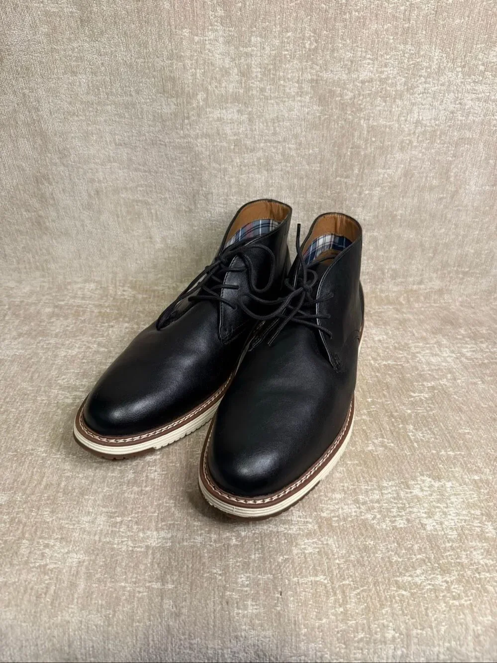 Tommy Hilfiger Men's Faux Leather Lace-Up Harbin Chukka Boots Black Size 12